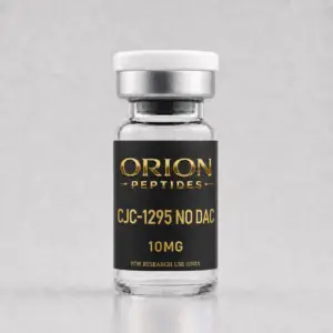 Orion Peptides CJC-1295 No DAC 10mg research vial with black and gold label