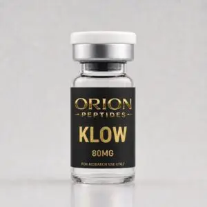 Orion Peptides KLOW 80mg blend research vial with black and gold label