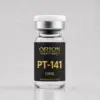 Orion Peptides PT-141 10mg research vial with black and gold label